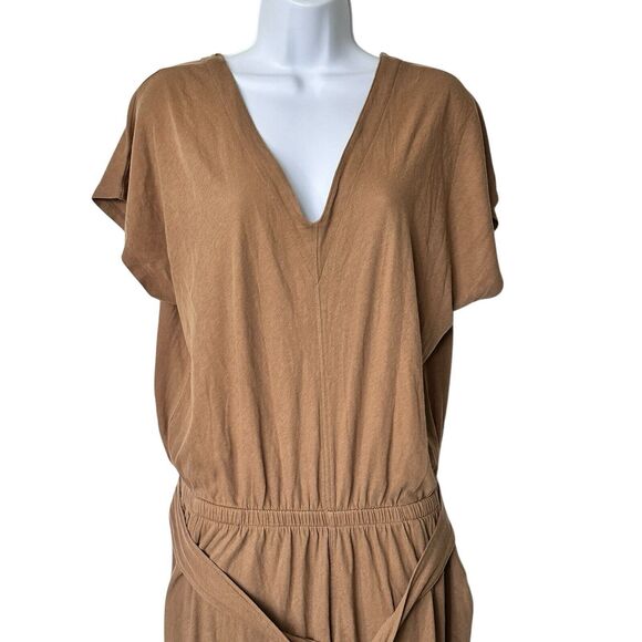 ATM Anthony Thomas Melillo L High Torsion  OAO Sahara Cotton Tan Belted Jumpsuit - Picture 5 of 11
